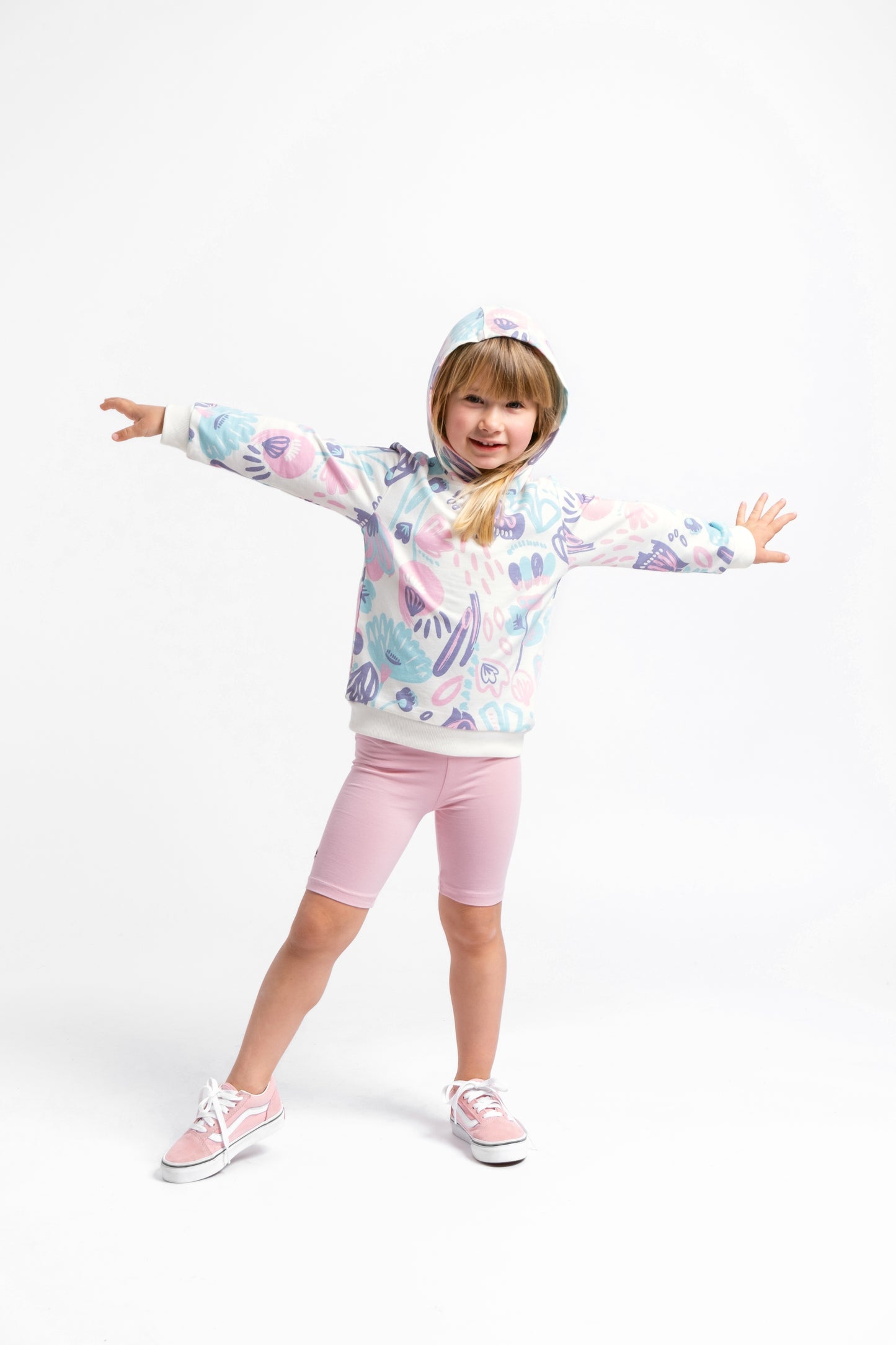 Cherubino "All-Day Comfort" Enchanting Watercolor Floral Hoodie for Girls