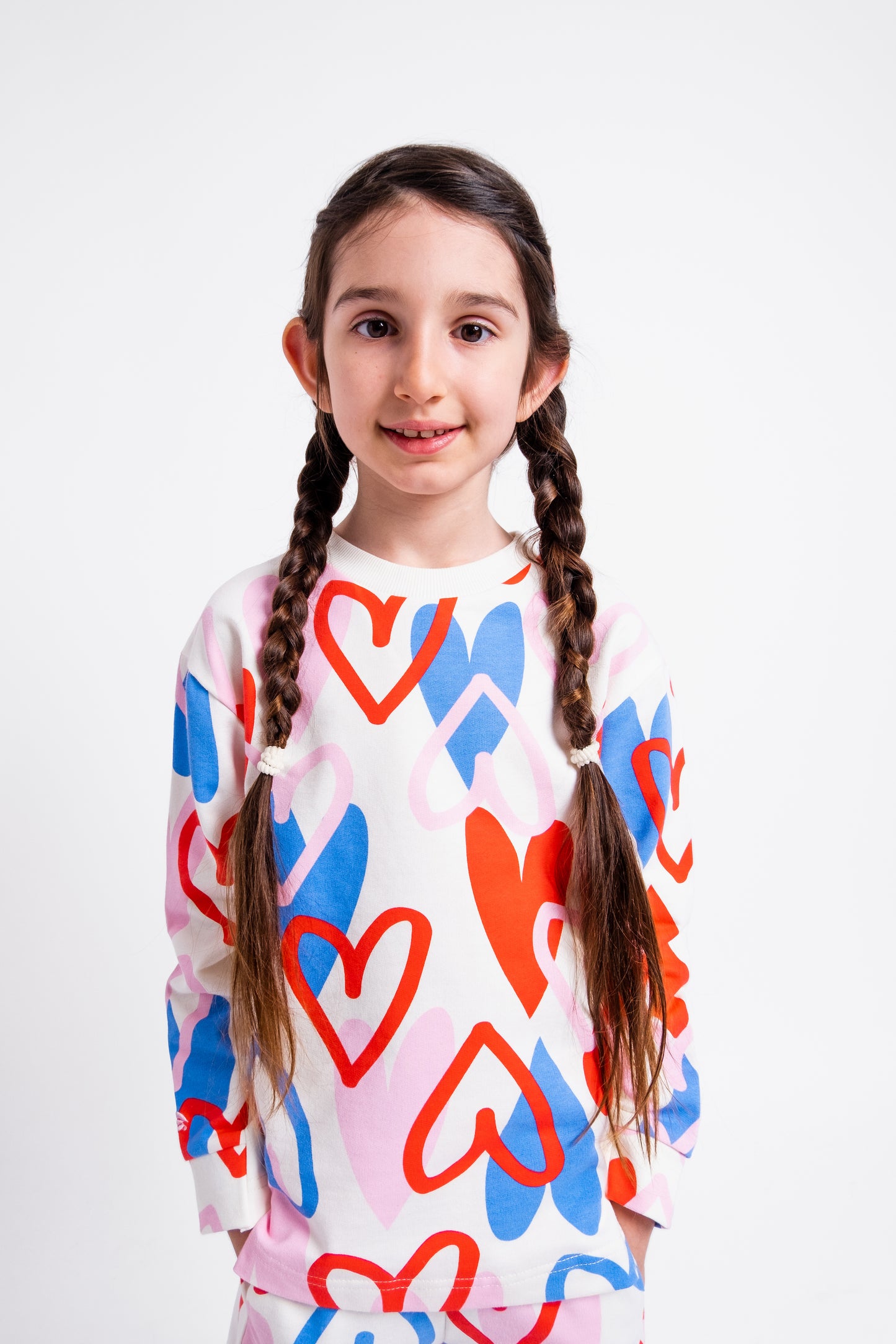 Patterened Long Sleeve Top (in Heart Graffiti) - Multicolor