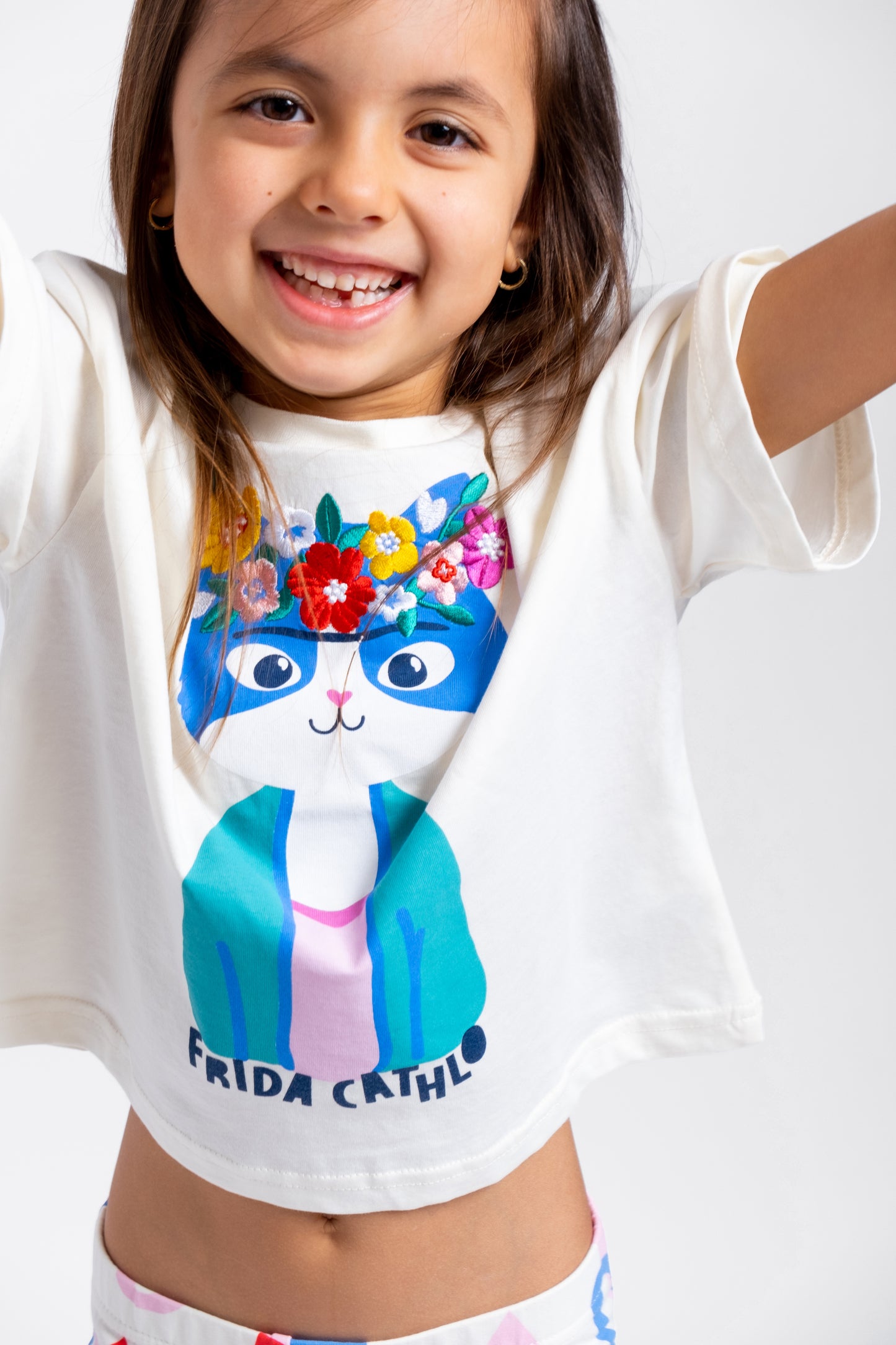 Cherubino "Frida Cathlo" Embroidered T-Shirt for Girls