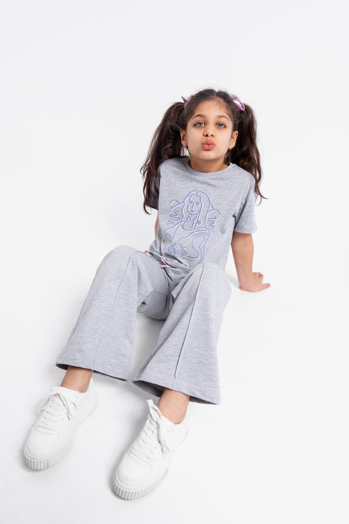 Solid Wide Leg Sweatpants - Grey