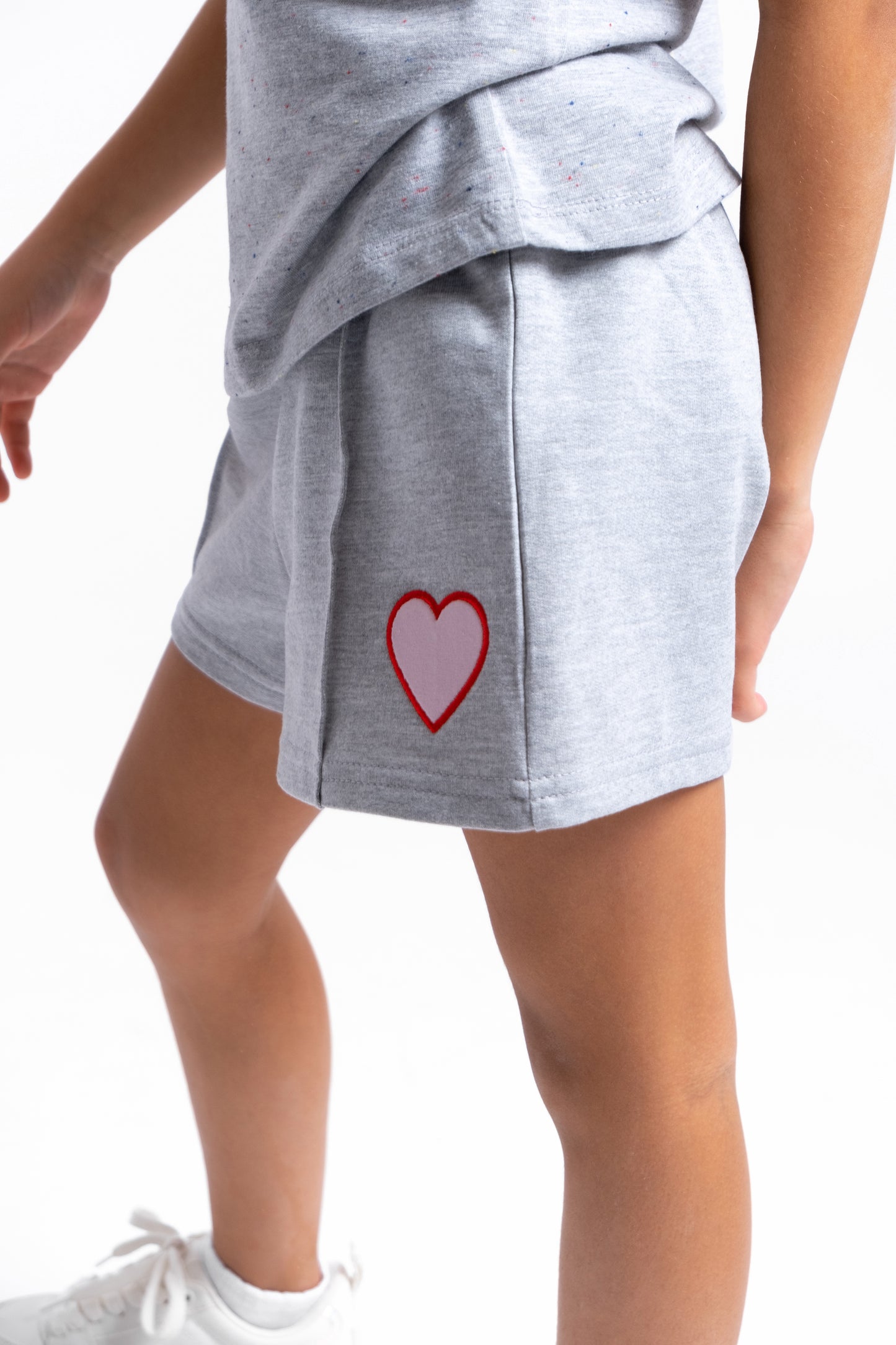 Solid Play-All-Day (or Play & Lounge) Shorts with Heart Patch - Grey