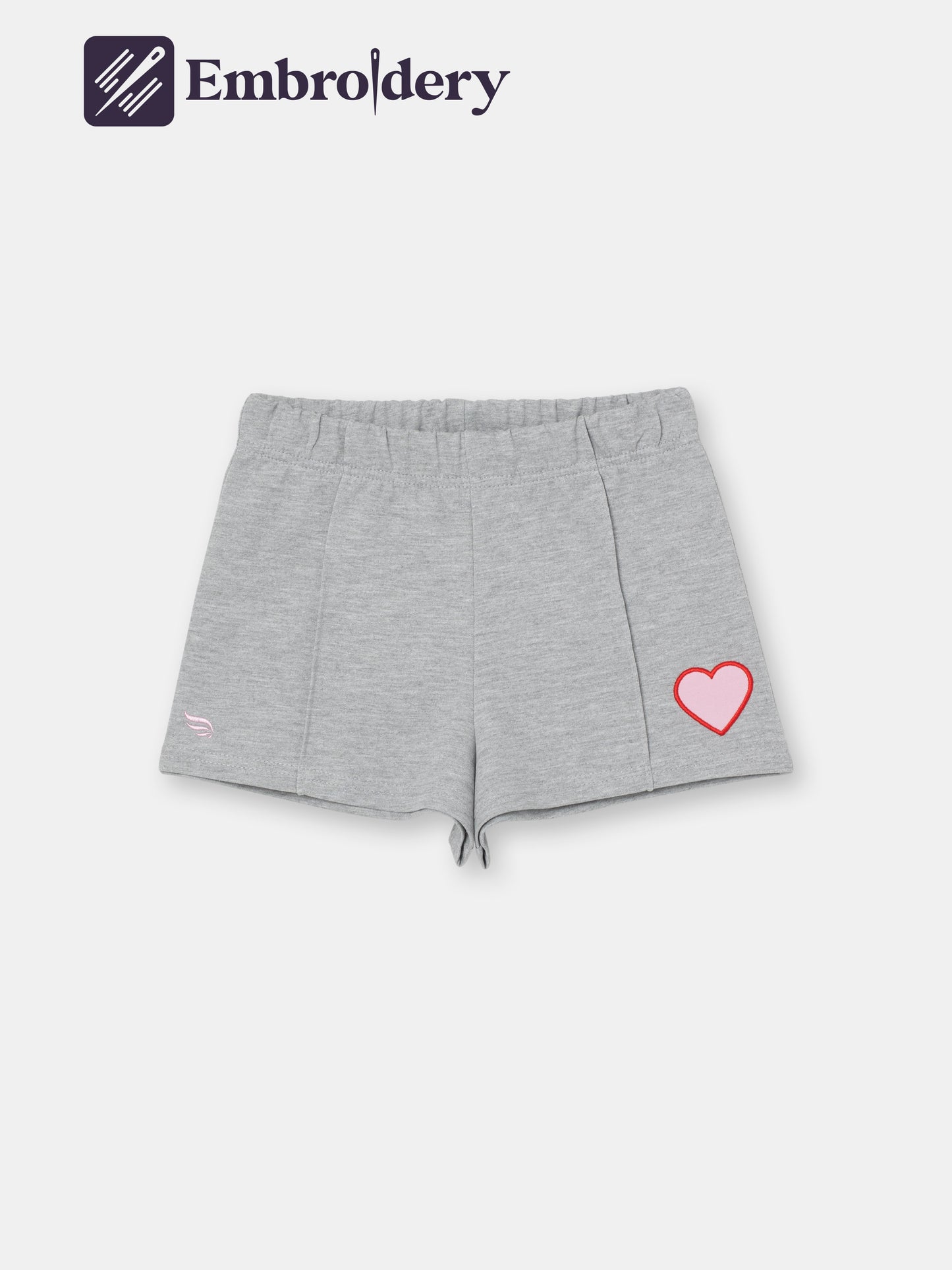 Solid Play-All-Day (or Play & Lounge) Shorts with Heart Patch - Grey