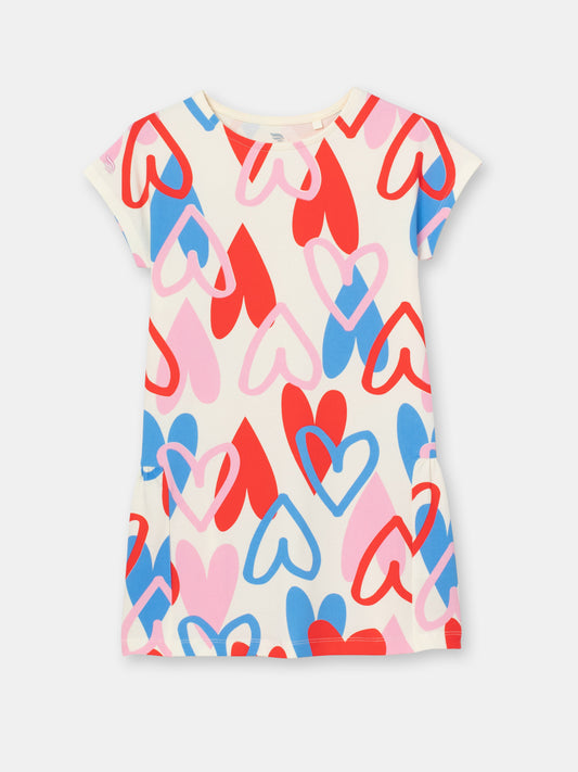 Cherubino "A-Line Charm" Heart Print Dress for Girls in Multicolor