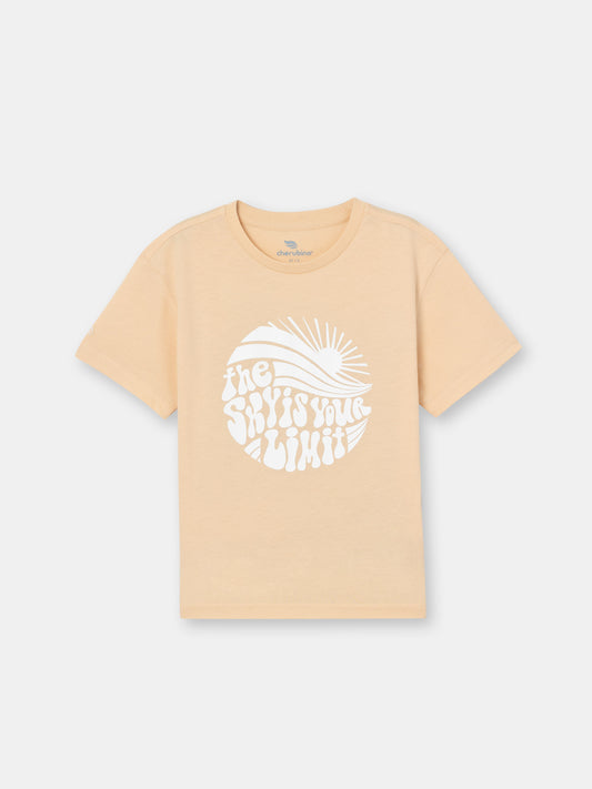 Short Sleeve T-Shirt with (Sky) Phrase - Brown