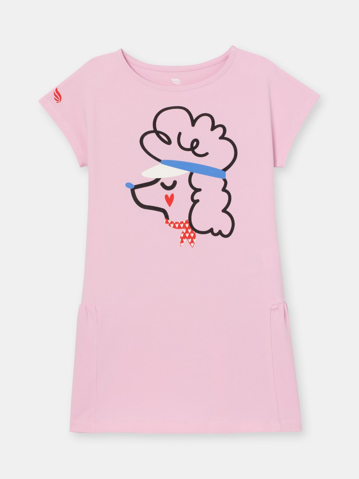 Cherubino "A-Line Charm" Poodle Print Dress for Girls in Powder Pink