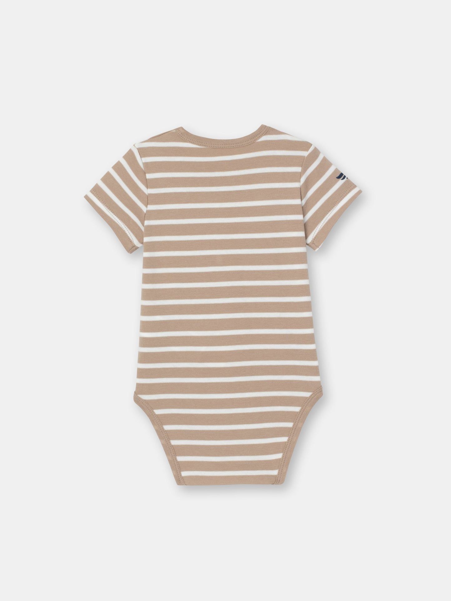 Striped Short Sleeve Dino Adventure Bodysuit - Beige stripes