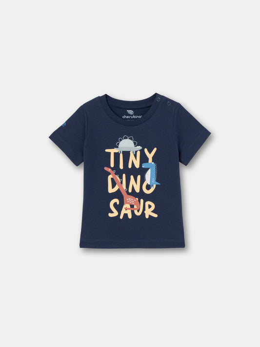 Short Sleeve T-Shirt with (Tiny Dino) Graphic - Dark Blue