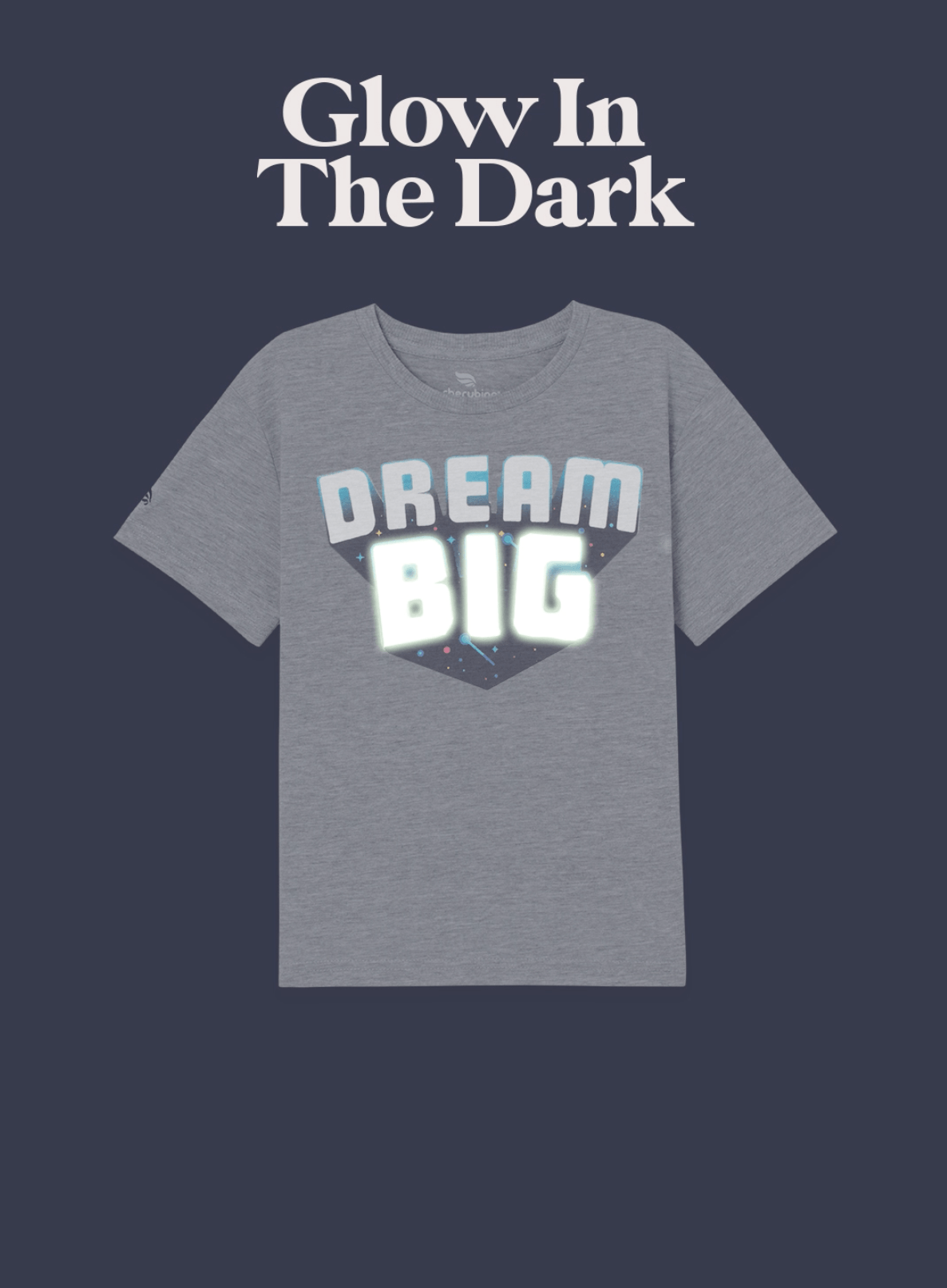 Short Sleeve T-Shirt with (Dream Big) Glow-in-the-Dark Phrase - Grey